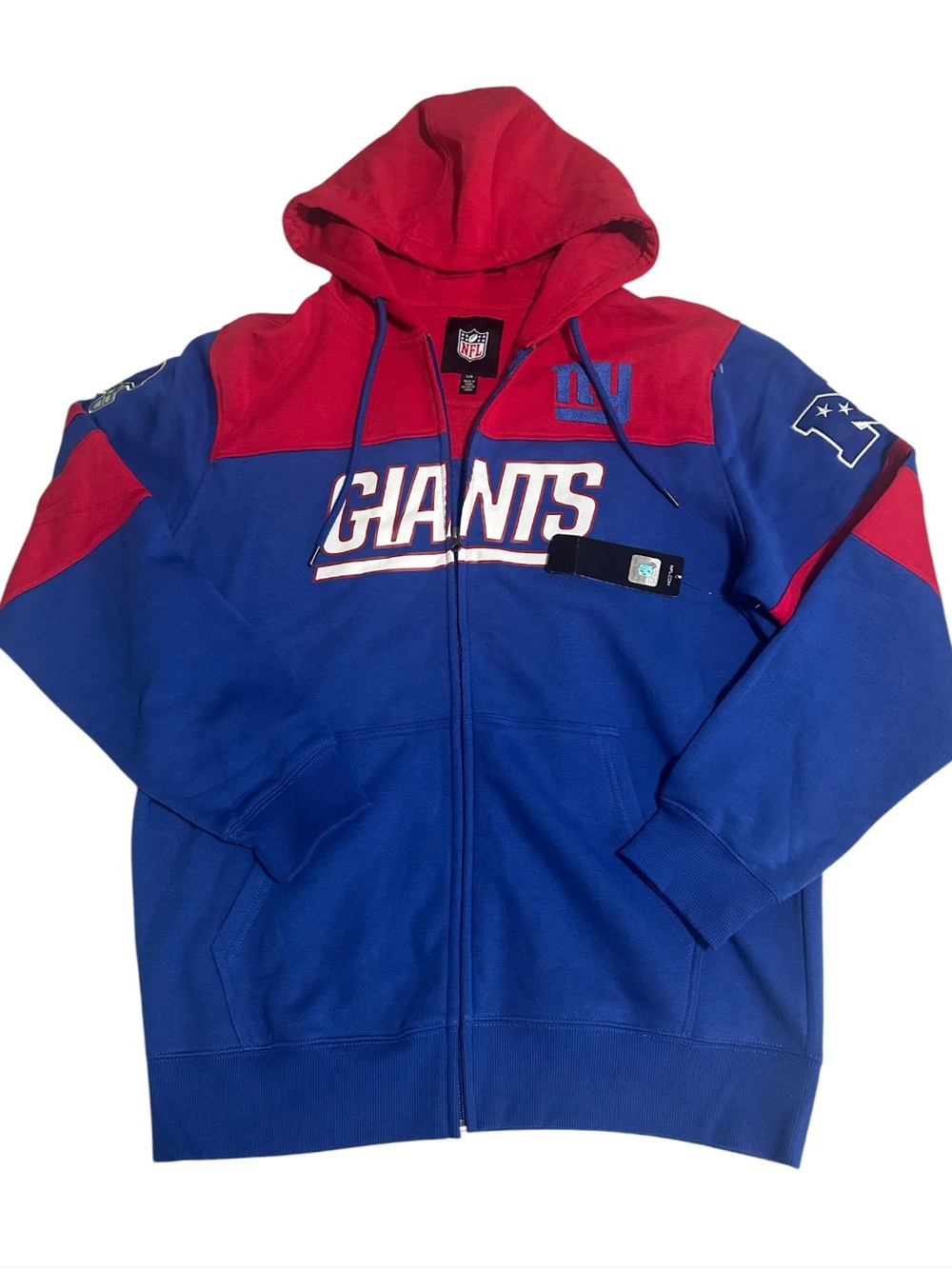 G-III NFL Jacket Men Red Blue New York GIANTS Full Zip Hoodie Football Size Larg